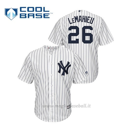 Maglia Baseball Uomo New Y Ork Yankees 26 Dj Lemahieu Cool Base Bianco